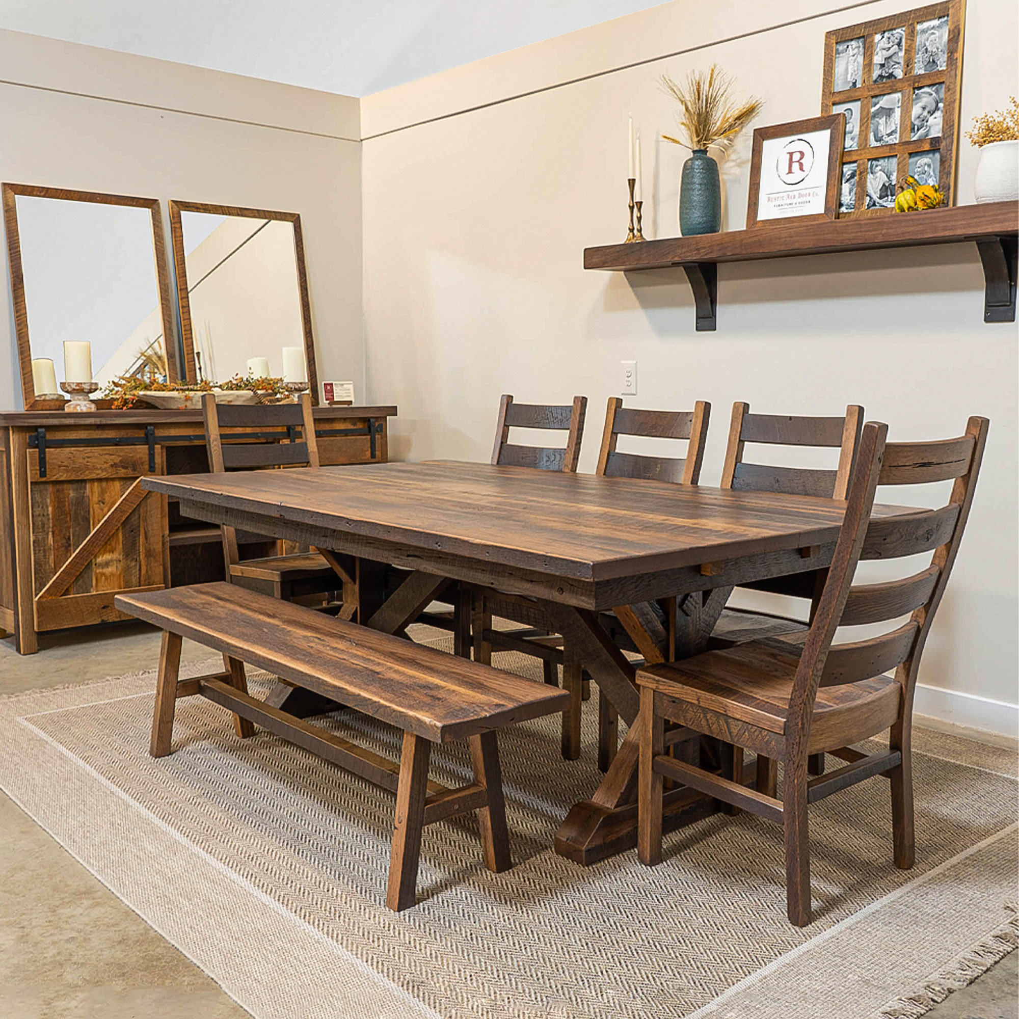 Rustic Table Color Way Calloway Extendable Reclaimed Wood Dining Table, 42