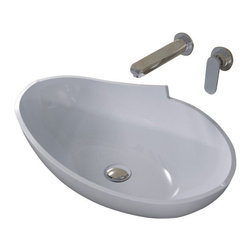 ADM Bathroom Design - ADM Oval Countertop Vessel Sink, White, 24" - Bathroom Sinks