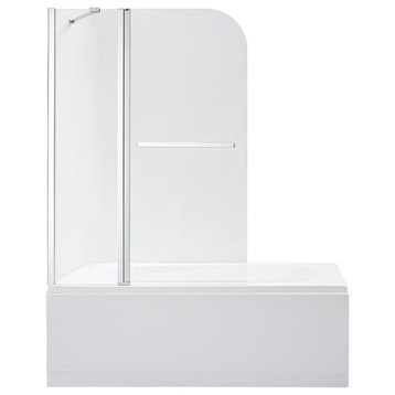 Canteras 39" x 55" H Hinged Frameless Tub Door, Polished Chrome
