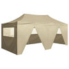 vidaXL Party Tent Outdoor Canopy Folding Gazebo with 4 Sidewalls Steel Cream