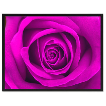 Purple Rose Flower Print on Canvas with Picture Frame, 13"x17"