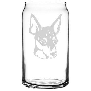 Toy Fox Terrier Dog Themed Etched All Purpose 16oz. Libbey Can Glass