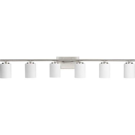 Replay Collection 48" 6-Light Brushed Nickel Etched Glass Bath Vanity Light