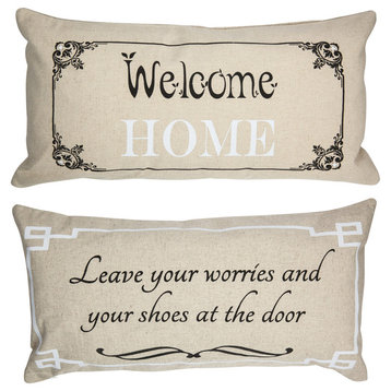 Welcome Home Rustic Style Double Sided Linen Pillow