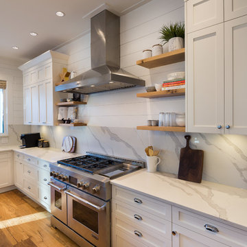 Custom White and Navy Kitchen in White Rock