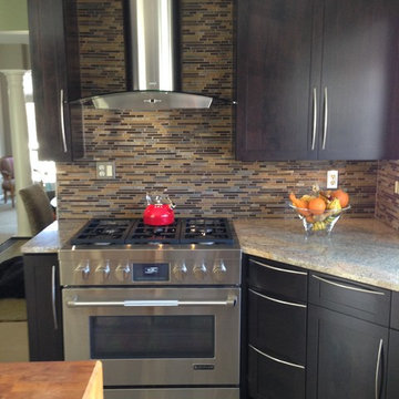 Dark Brown Cherry Contemporary Kitchen in Reston, Virginia