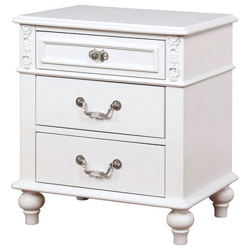 Wooden Dresser Nightstand with 3 Drawers, White