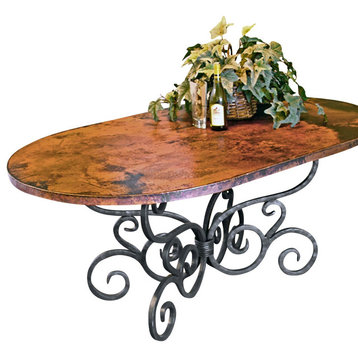 Alexander Dining Table With 44"x72" Soft Oval Copper Top