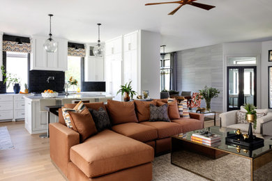 Transitional living room photo in Houston