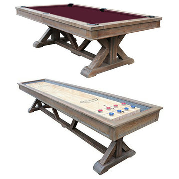 Brazos River 8' Pool Table And Pro Style Shuffleboard Combo, Weathered Barn, 8'