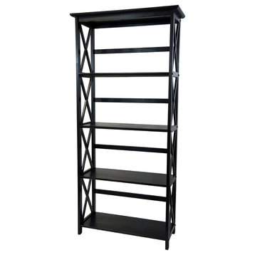 Montego Bookcase, Black, 5 Shelf