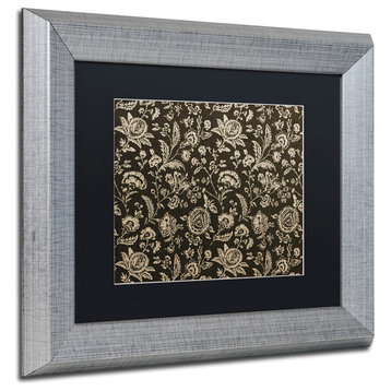 Color Bakery 'Toile Fabrics VIII' Art, Silver Frame, Black Matte, 14"x11"