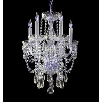Traditional Crystal 5-Light 20" Mini Chandelier in Polished Chrome with Clear