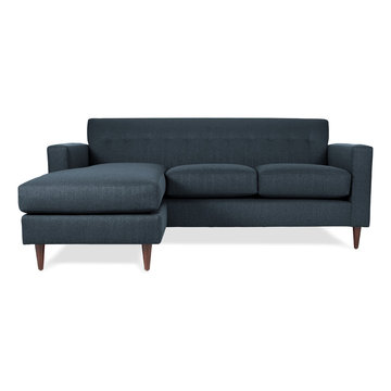 Julia Mid-century Modern Reversible Sectional in Navy Blue