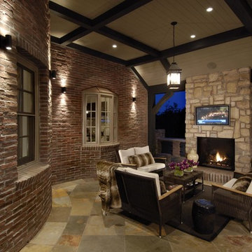 Transitional Brick Outdoor Lounge