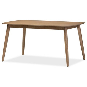 Bowery Hill Mid-Century Dining Table in French Oak Veneered