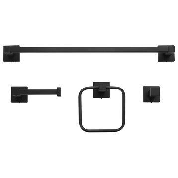 Dakota 4-Piece Matte Black Bathroom Hardware Accessory Kit