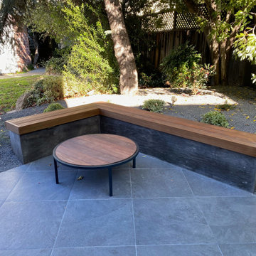 Front Entry Ipe Table and Concrete and Wood Seat Wall