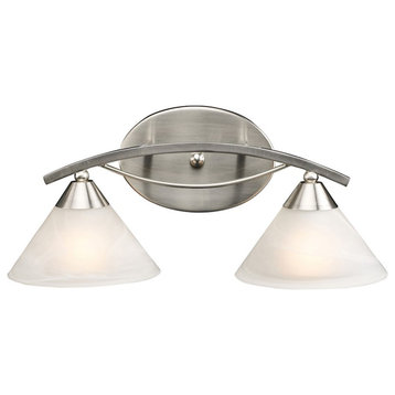 ELK Lighting Elysburg 2-Light Vanity Lamp, Nickel/White Swirl Glass