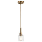Kichler Lighting - Kichler Lighting 52399WBR Aivian, 1 Light Mini Pendant - Canopy Included: Yes  Shade IncAivian 1 Light Mini  Weathered Brass Clea *UL Approved: YES Energy Star Qualified: n/a ADA Certified: n/a  *Number of Lights: 1-*Wattage:75w A19 Medium Base bulb(s) *Bulb Included:No *Bulb Type:A19 Medium Base *Finish Type:Weathered Brass