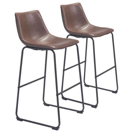 Vintage Espresso Matte Black Smart Bar Stool Set, Belen Kox