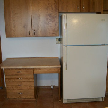 Solid Desk Area With Upper Cabinets