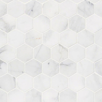 Calacatta Cressa 2x2 Hexagon Pattern Honed Mosaic, 10 Pcs