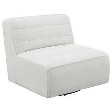 Coaster Modern Faux Leather Upholstered Swivel Chair in Natural
