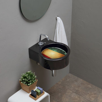 Turn nero lavabo appoggio o sospeso piastra bandiera