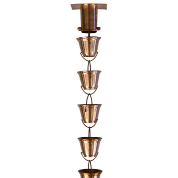 Shizuka Cups Copper Rain Chain with Installation Kit, 10 Foot