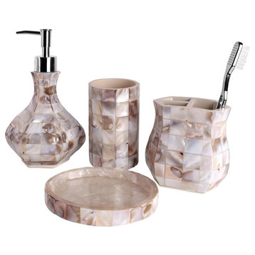 Milano 4-Piece Bath Accessory Set, Mother Of Pearl