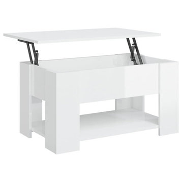 vidaXL Coffee Table Lift Top End Table Sofa High Gloss White Engineered Wood