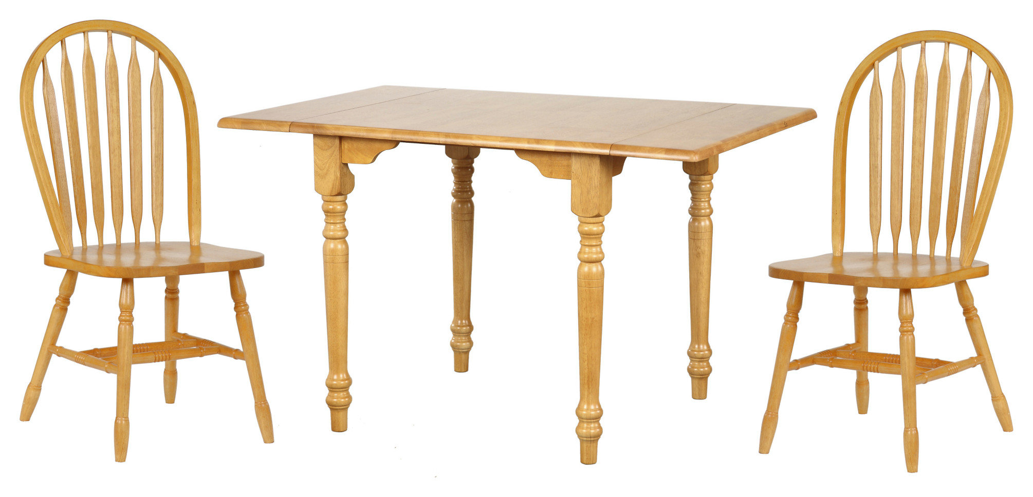 3-Piece 48" Rectangular Extendable Dining Set, Light Oak Wood, Seats 4 ...