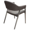 Adele Set of Two Dining or Accent Chairs in Grey Leatherette Steel Leg