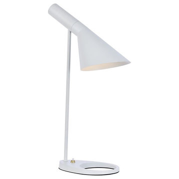 Living District Juniper 1-Light Modern Metal Table Lamp in White