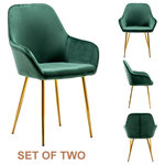 BTExpert - Bucket Upholstered Dark Green Velvet Dining Chair Set of 2 - The rounded curving design of this exclusive accent Tasmia Chair delineations to your method to restfully wrap you in soft velvet and coziness. Armrests naturally slide laterally and current attractively dejected the forward-facing, substitute as all-in-one tapered legs. Bask in deep moderated comfort with the accent chair that sinuously combinations to your home style.   Look at the impressive progressive pattern of the molding in this chair. From the legs to the sloping morality of the upholstery, this dining chair is exceeding sophisticated.