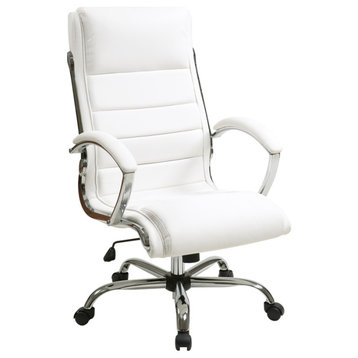 Executive Chair with Thick Padded White Faux Leather Seat