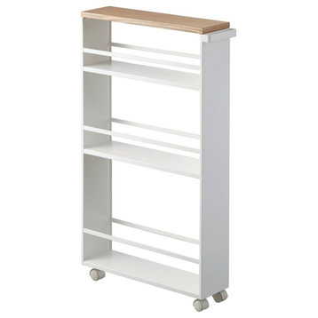 Tower Rolling Slim Storage Cart With Handle, White