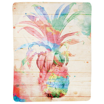 Colorful Pineapple Sherpa Throw Blanket