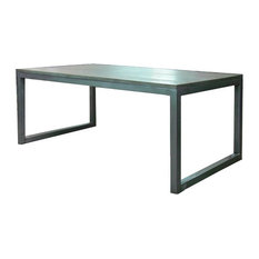 Mesa comedor en hierro pulido y madera SAU