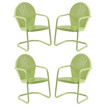 Home Square Griffith 4 Piece Metal Patio Chair Set in Key Lime