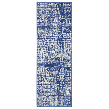 Nourison Whimsicle 2' x 8' Ivory Navy Modern Indoor Area Rug