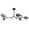 Modern Full-angle Adjustable Chandelier With Smoked Glass Shades, 5 Light