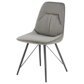 New Pacific Direct Pablo 19.5" Velvet Dining Side Chair in Gray (Set of 2)