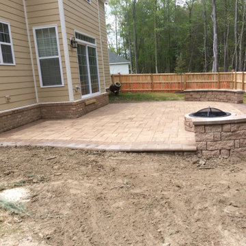 Patio with Retaining Wall & Fire Pit