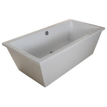 Aqua Eden 66" Acrylic Freestanding Rectangular Tub With Drain, White
