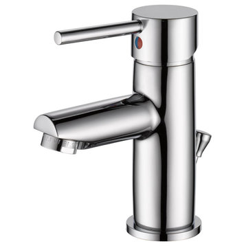 Contemporary Bathroom Sink Faucet, Large Spout With Single Lever Handle, Silver