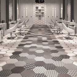 Grazia Hexagon Patterned Black and White Tiles - 床＆壁タイル