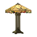 Table Light - Tiffany style glass & dark bronze paint with highlights