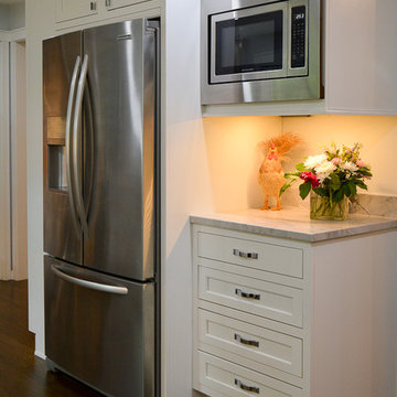 Classic White Kitchen with a Cherry Wine Bar